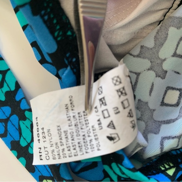 Athena Teal and Blue Tankini Patterned Swim Tank Top beach boating spring summer - Picture 7 of 10